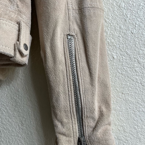 Blanknyc Suede Moto Jacket Medium Leather Sand Tan Biker Cropped whimsygoth Rock - Picture 10 of 16